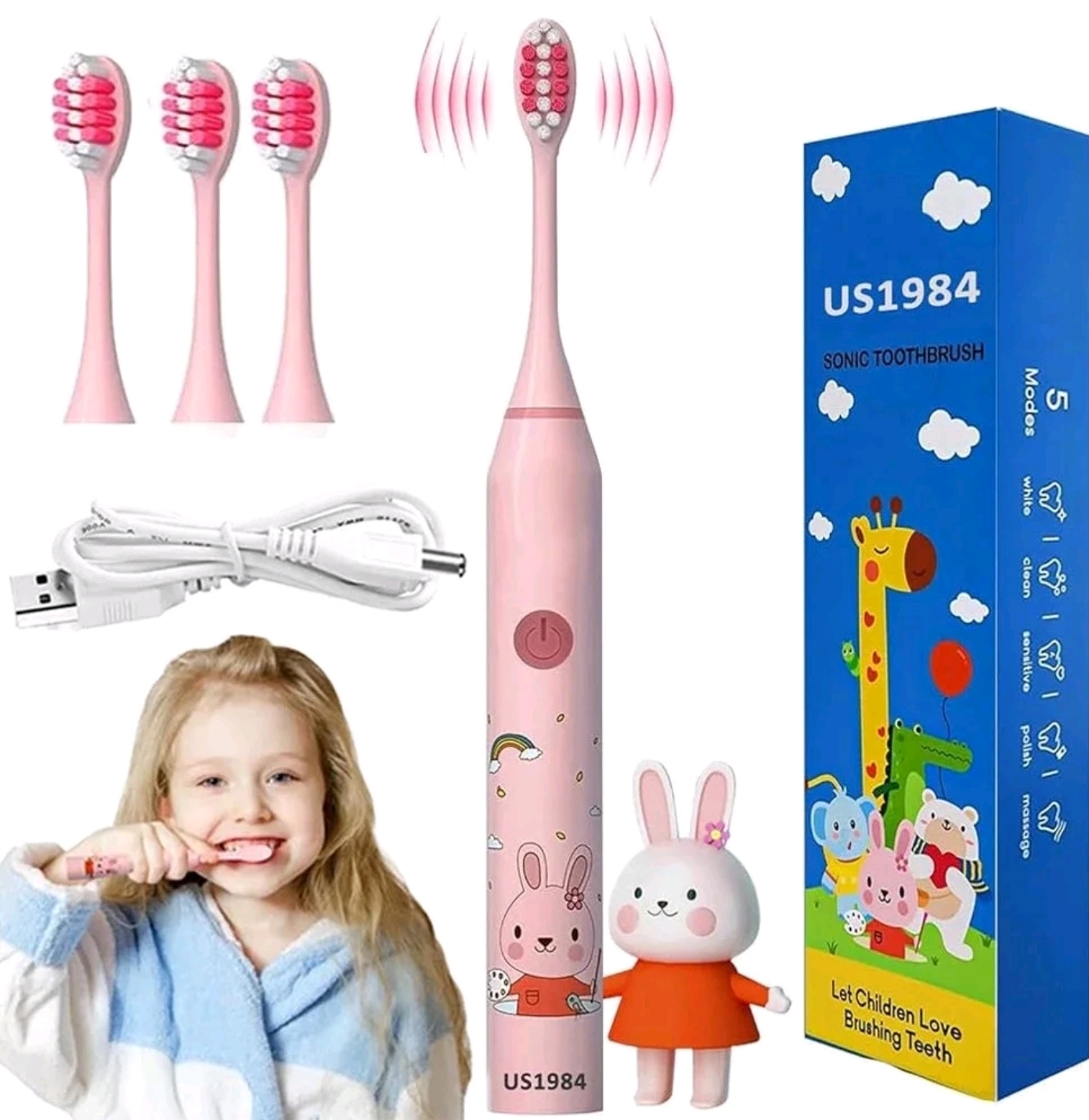 Escova de Dentes Elétrica Sônica Infantil US1984