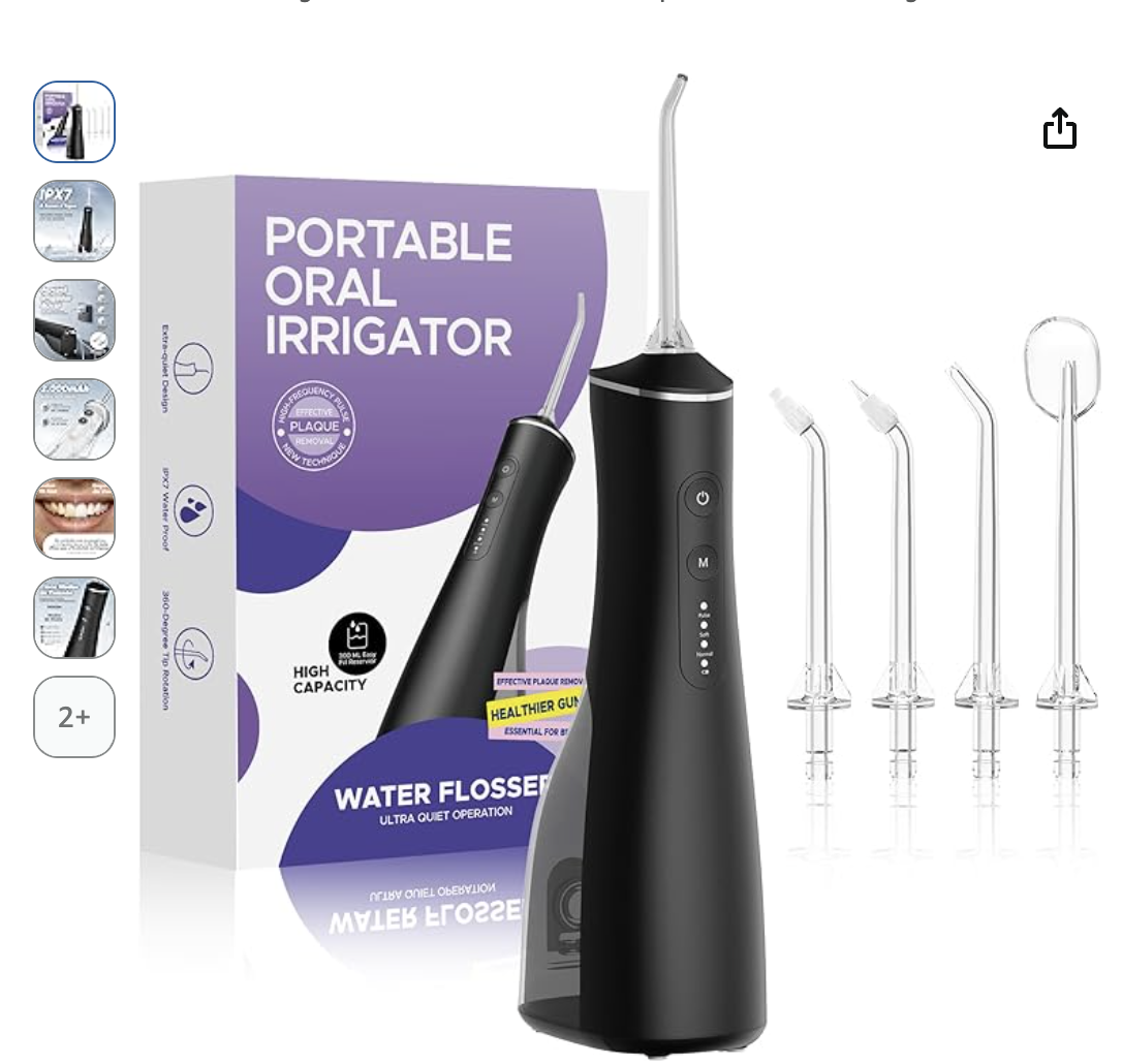 Irrigador Oral Portátil Preto — high capacity, 5 bicos