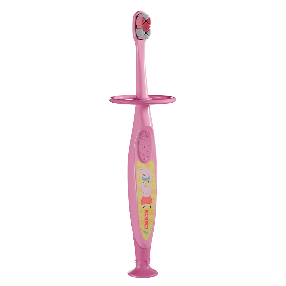 Escova Dental Infantil Dentalclean Peppa Pig Baby Stopper (Rosa) — 0 a 2 anos, Extra Macia