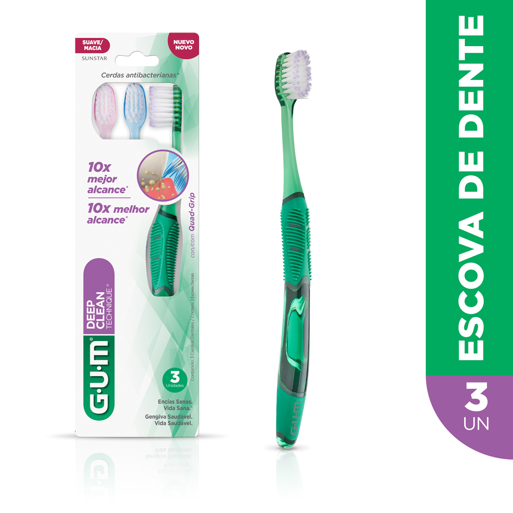 Escova GUM Deep Clean Technique 525 — Pack 3 un.