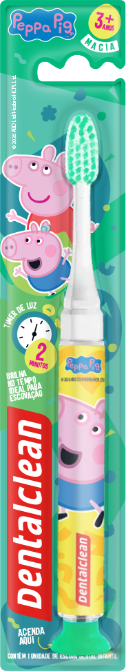 Escova Dental Infantil Dentalclean Peppa Pig Timer Light (Verde/George)