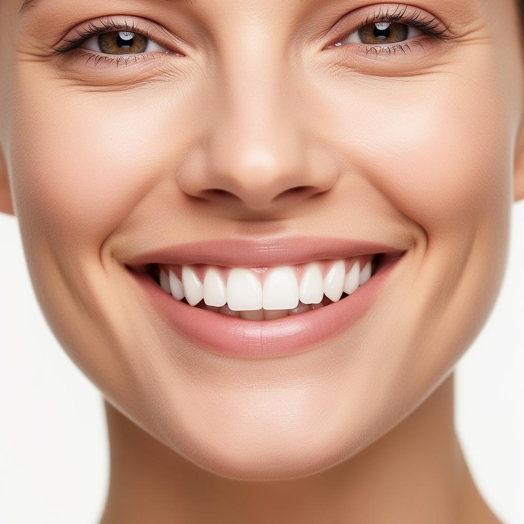 Sorriso branco e saudável após clareamento dental