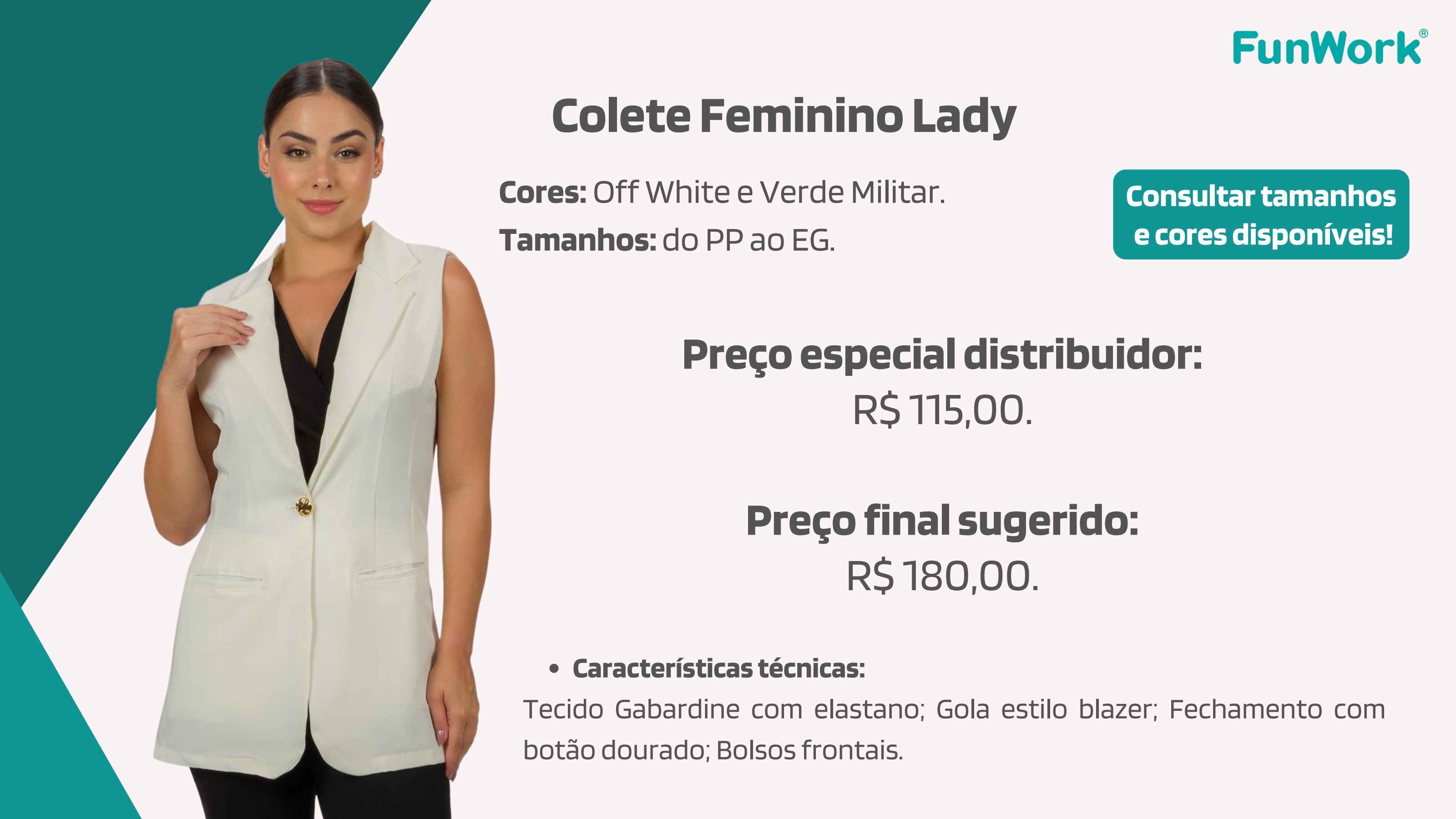 Colete Feminino FunWork Lady