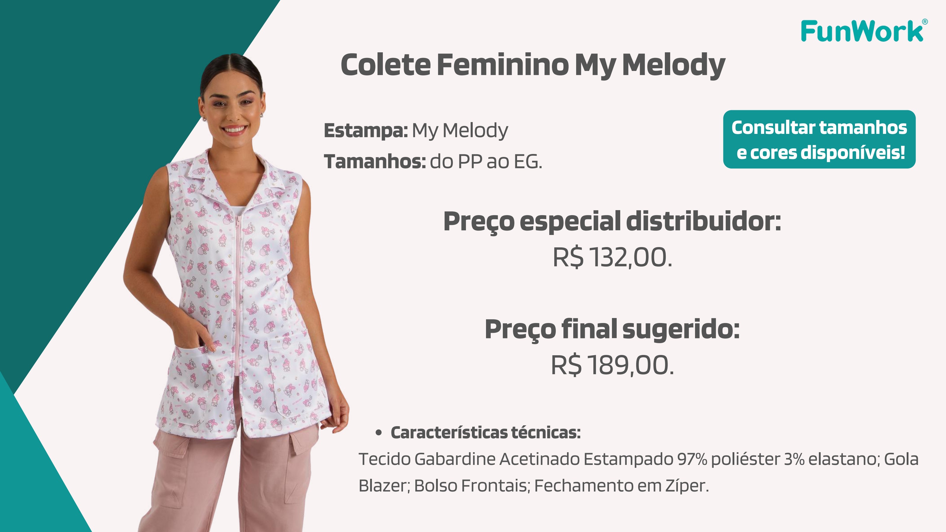 Colete Feminino FunWork My Melody