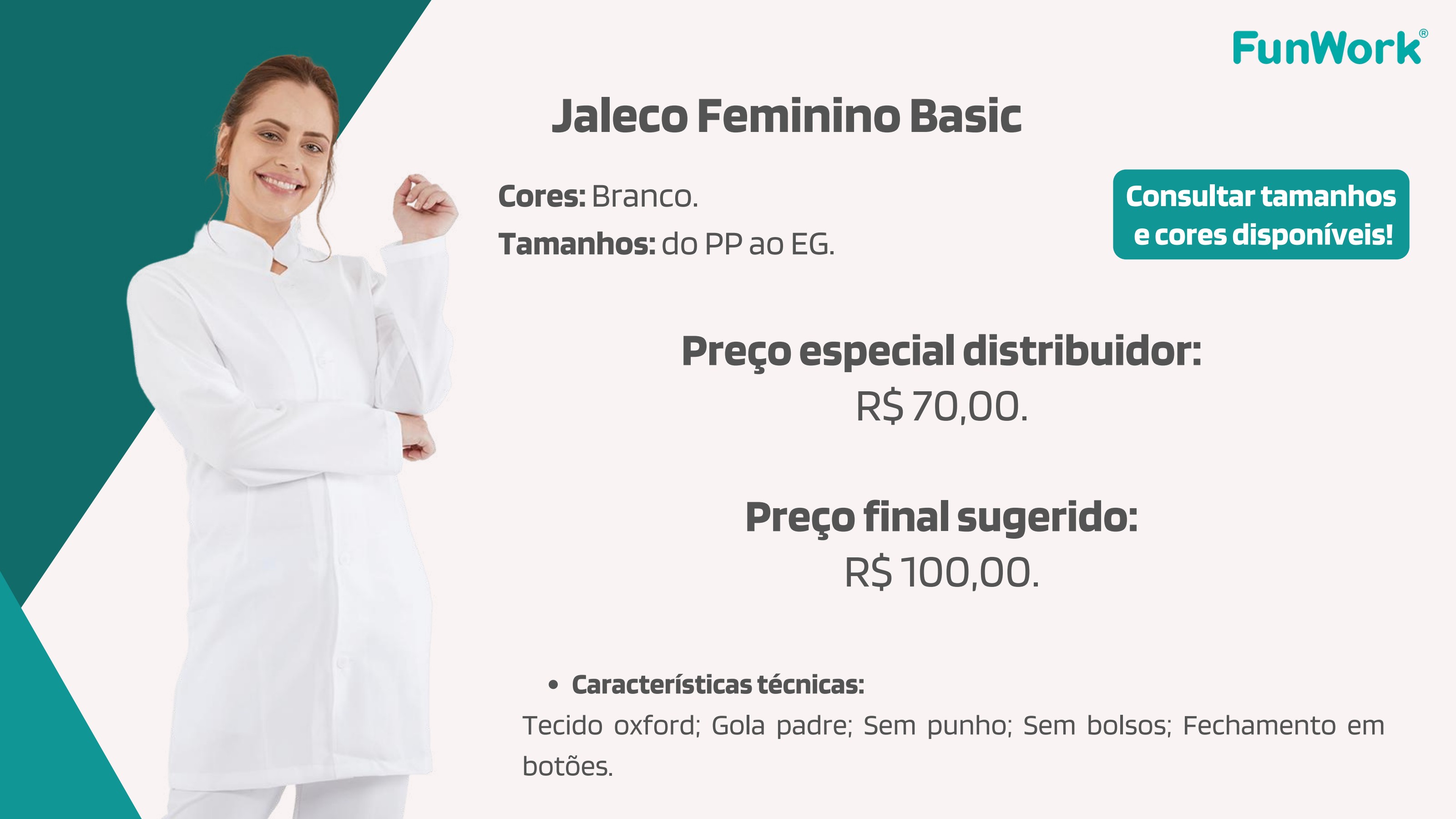 Jaleco Feminino FunWork Basic