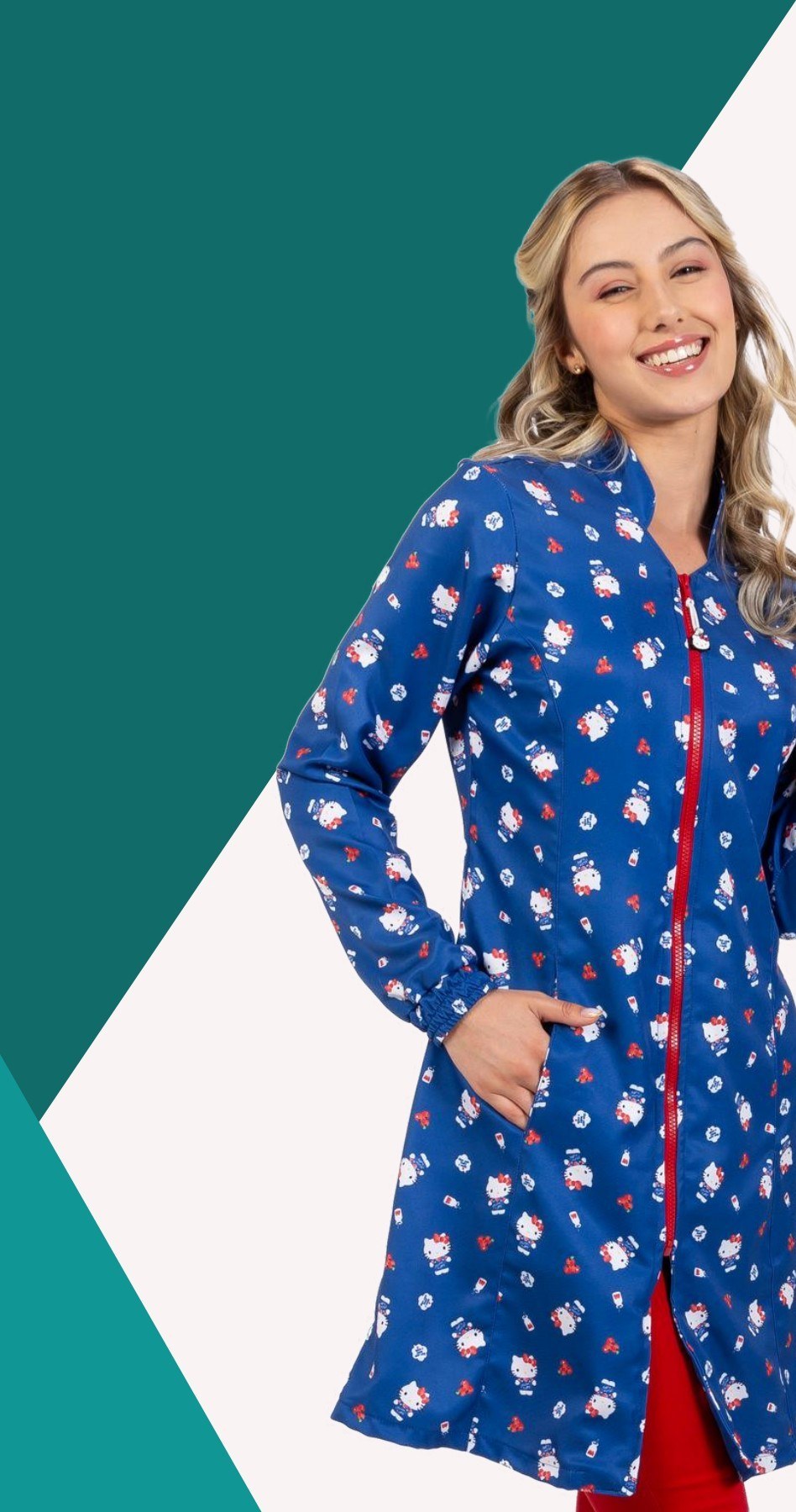 Jaleco Feminino FunWork Hello Kitty Blue