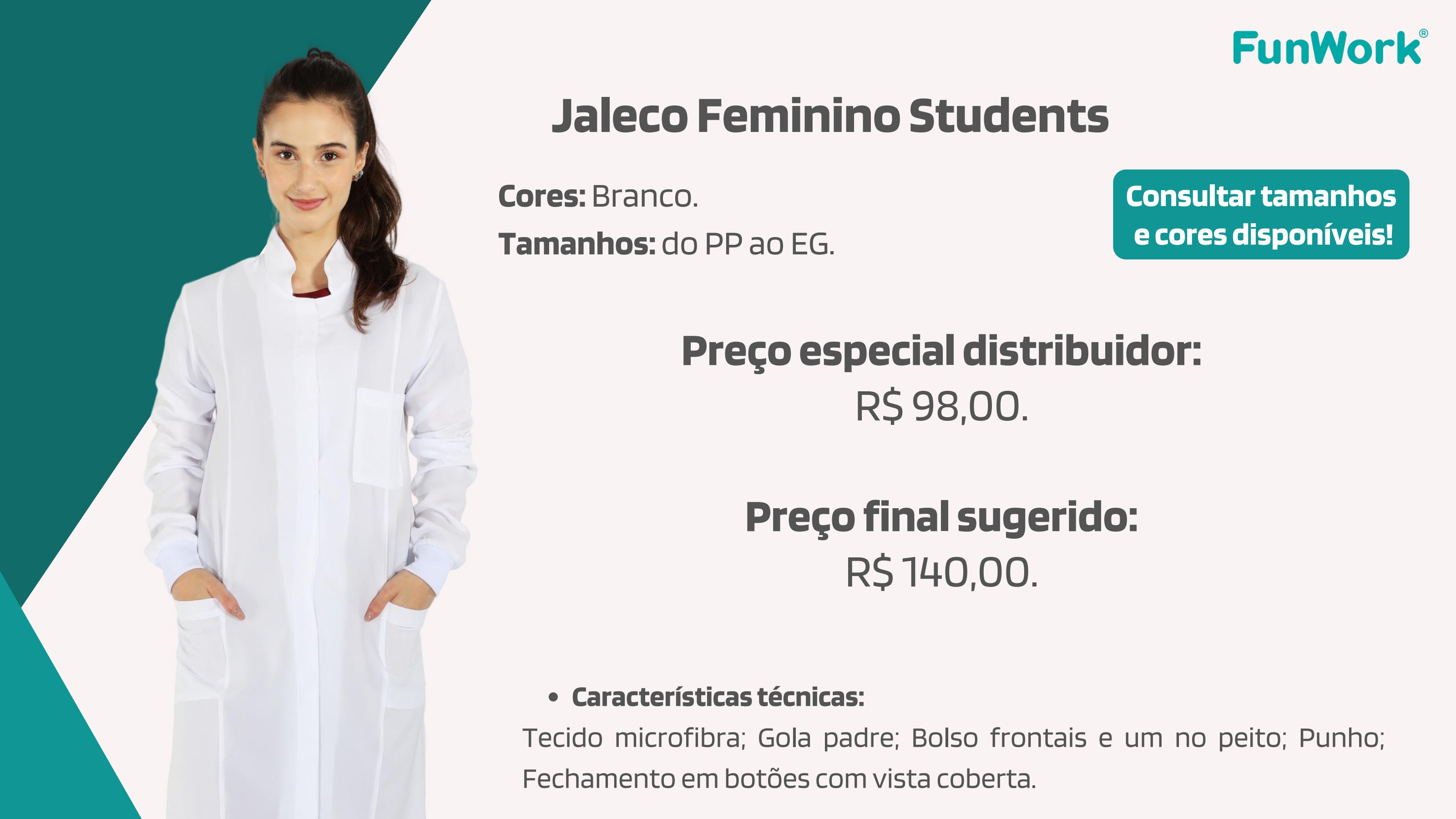 Jaleco Feminino FunWork Students