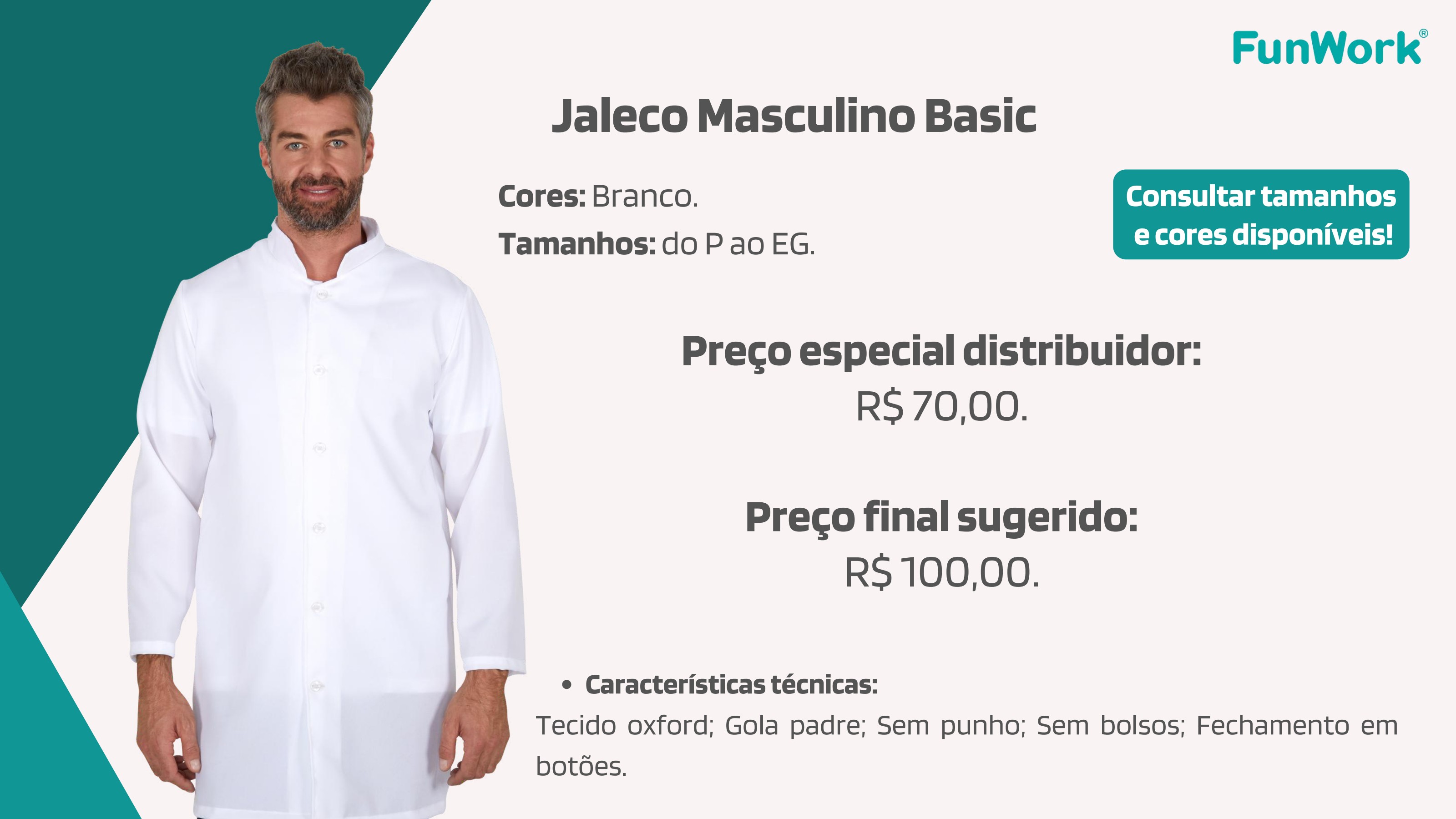 Jaleco Masculino FunWork Basic
