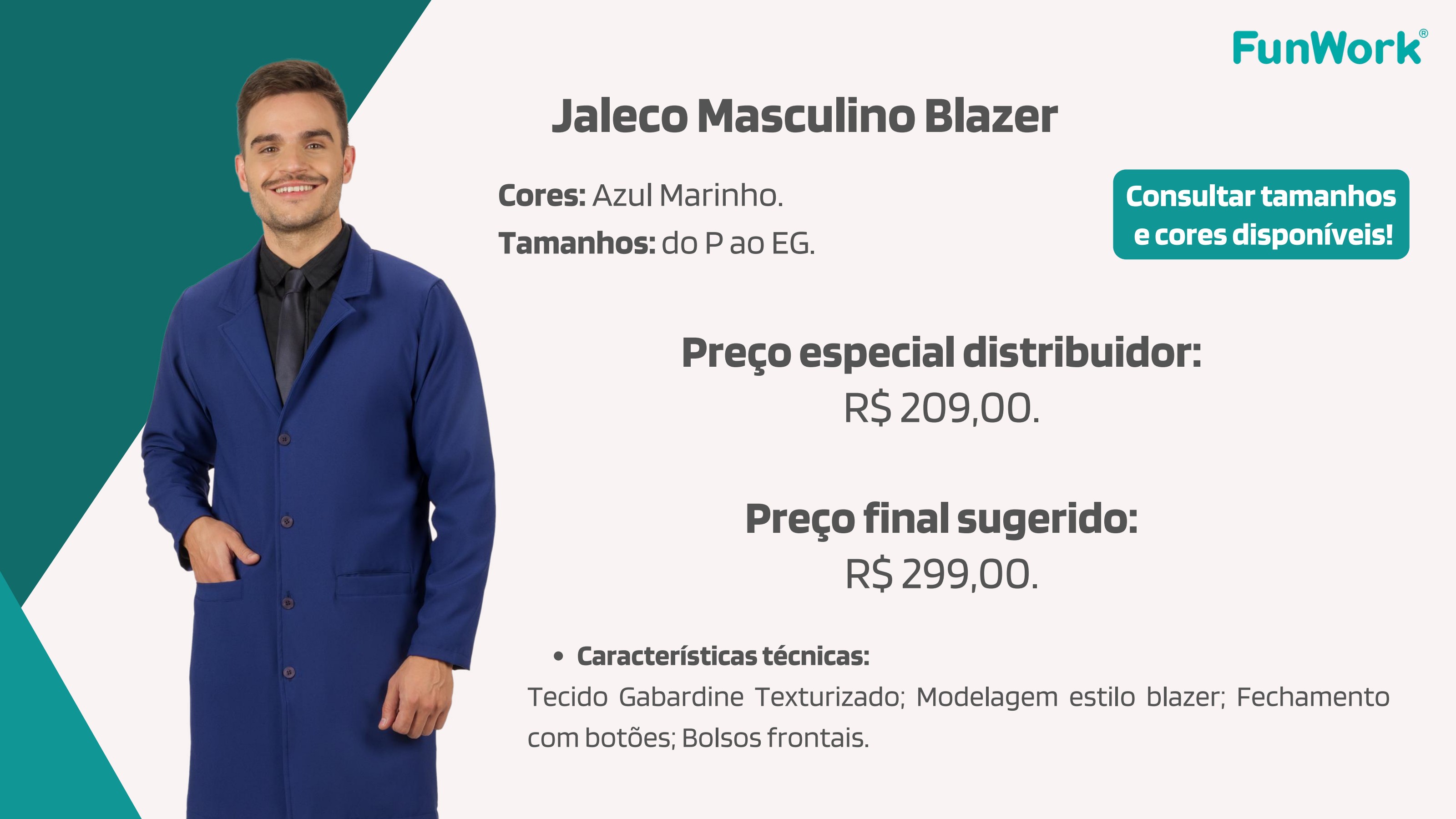 Jaleco Masculino FunWork Blazer