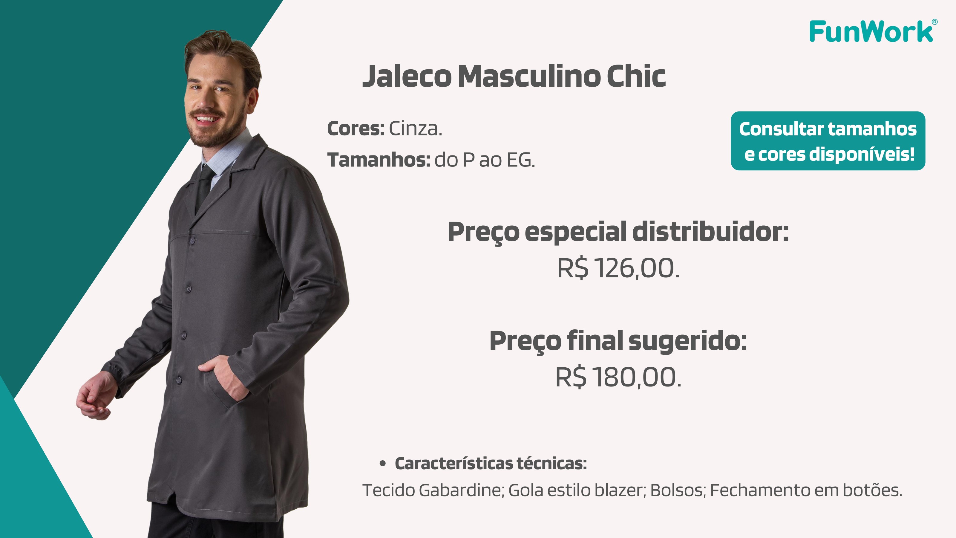 Jaleco Masculino FunWork Chic