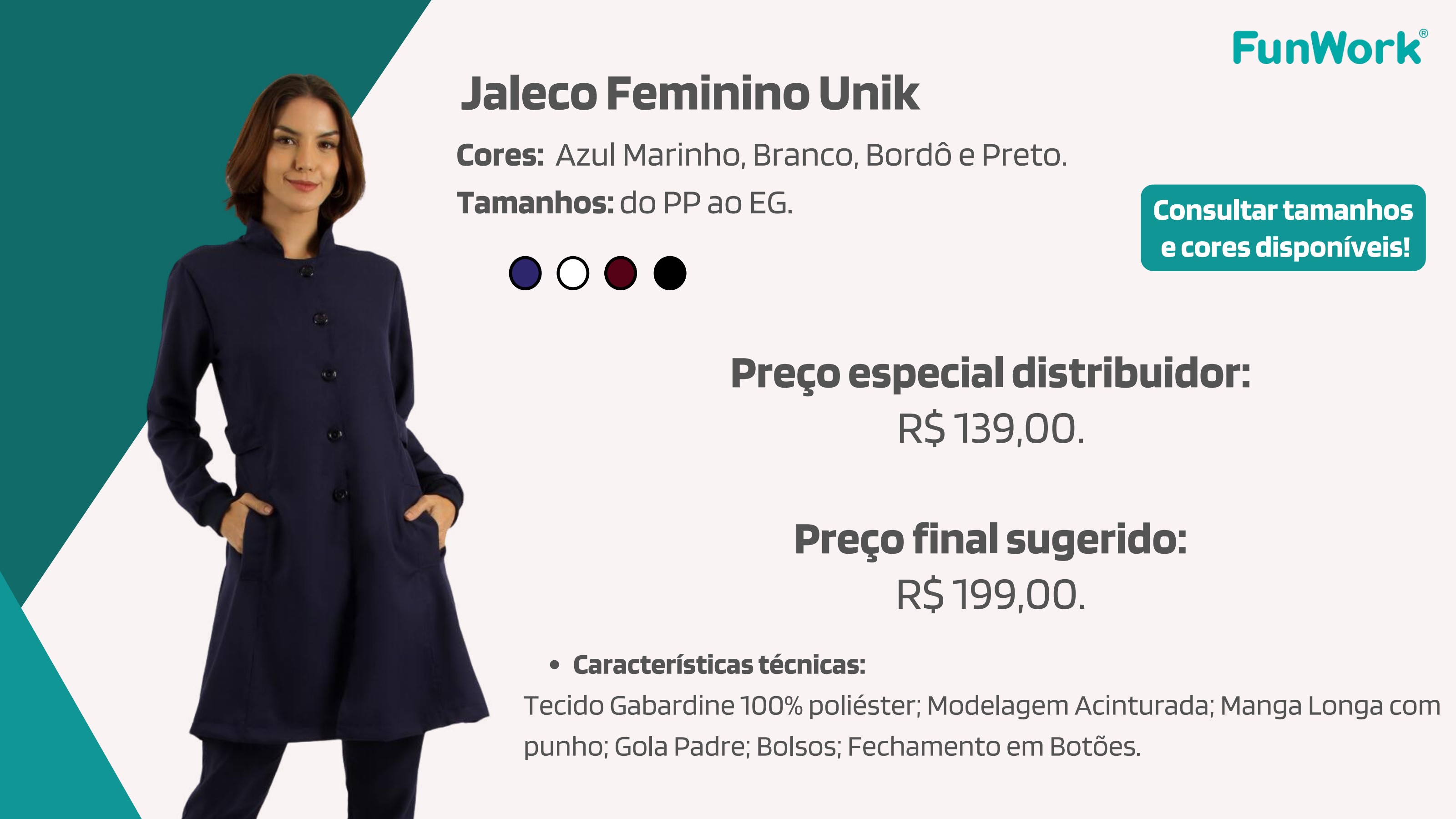 Jaleco Feminino FunWork Unik