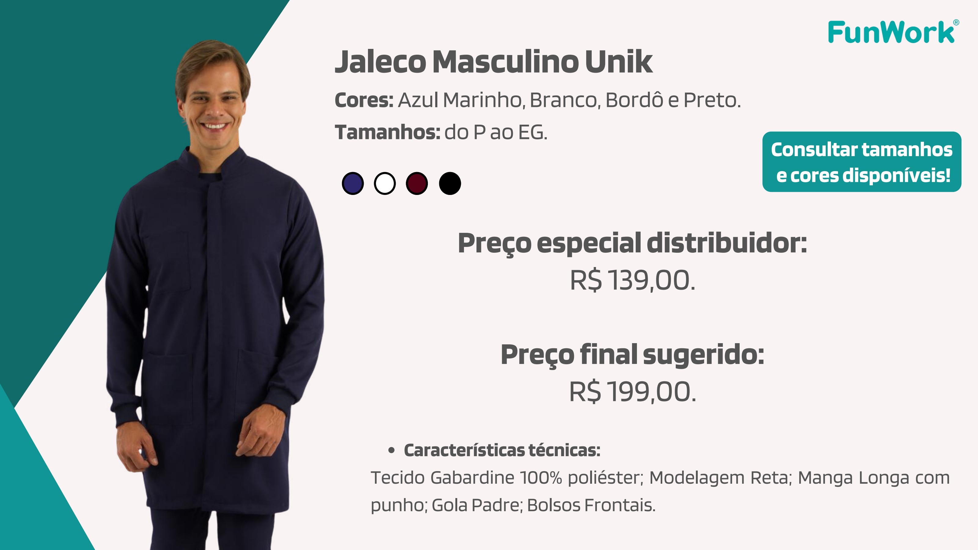 Jaleco Masculino FunWork Unik