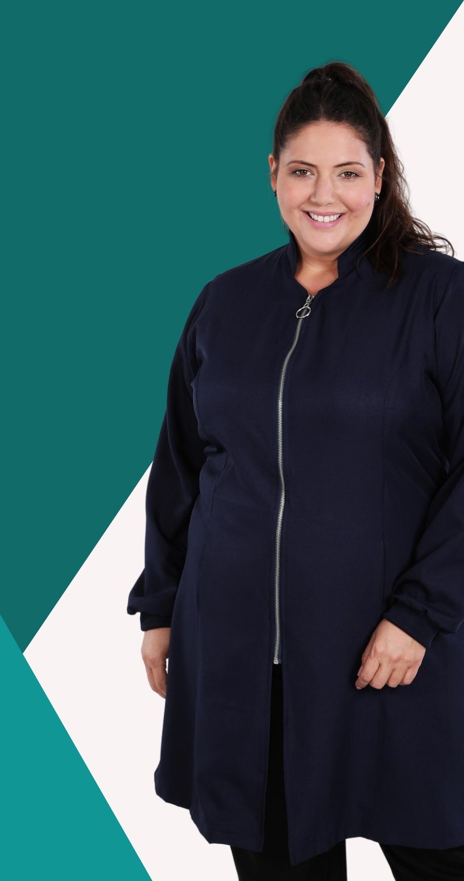 Jaleco Feminino FunWork Plus Size Vision — Azul Marinho